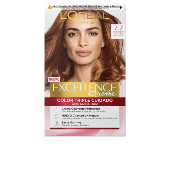 Loreal Paris Excellence Creme Hair Coloring Cream No.7.7 Iced Caramel Питательная крем-краска для волос, оттенок ледяная карамель