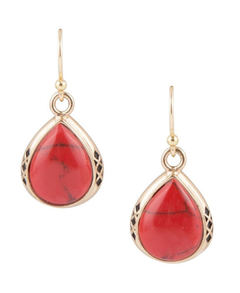 Wildfire Bronze and Genuine Red Howlite Drop Earrings