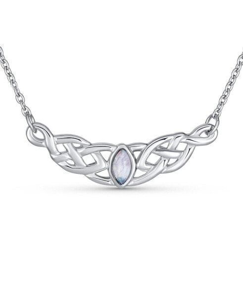 Bling Jewelry traditional Irish BFF Celtic Trinity Friendship Love Knot Color Changing Gemstone Moonstone Necklace Station Pendant For Women Teen .925 Sterling Silver