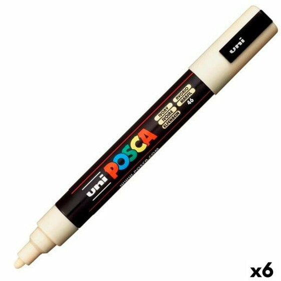 Фломастер по текстилю POSCA PC-5M Слоновая кость 6 штук