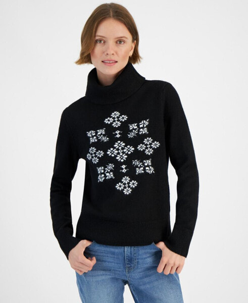 Women's Snowflake Graphic Turtleneck Sweater