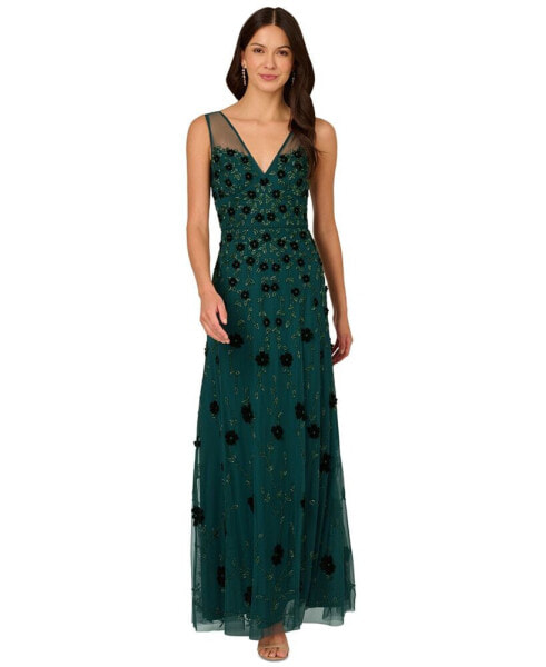 Women's Beaded Floral Gown