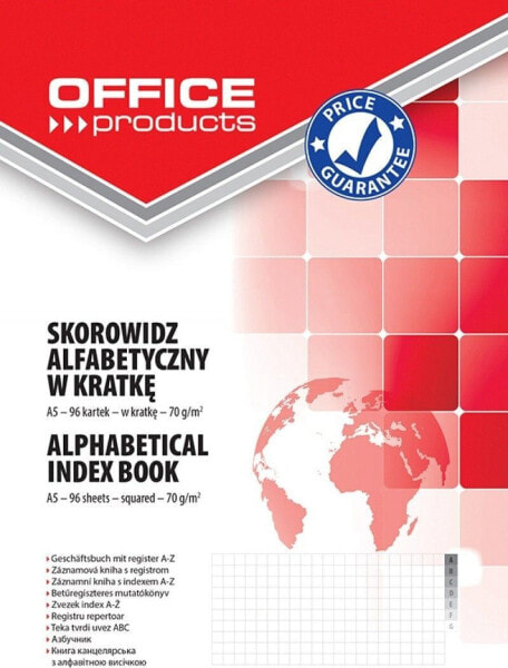 Блокнот для школы Office Products Skorowidz, A5, в клетку, алфавитный, твердая обложка, 96 листов, 70 г/м2