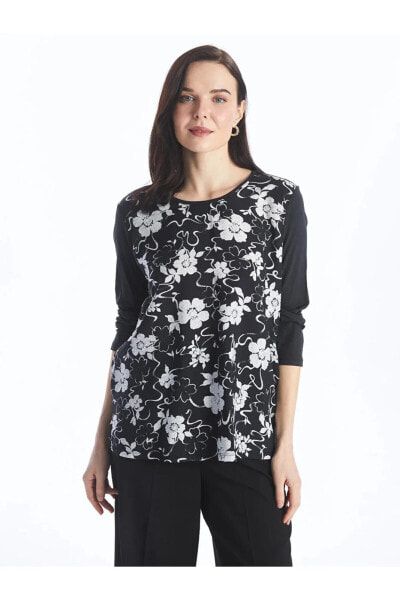 Топ LCW Grace Bicycle Neck Floral  Tee