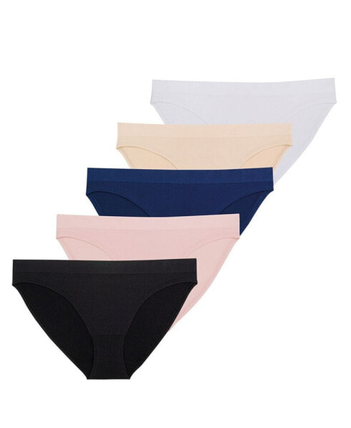 Women's Rosanne 5 Pack Seamless Soft Touch Fabric Brief Panties
