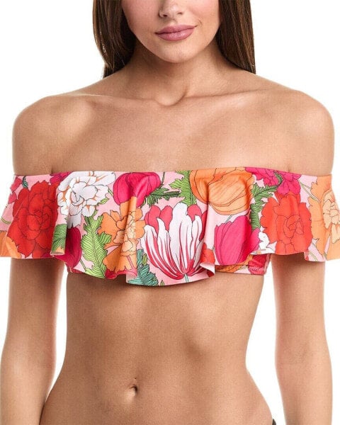 Trina Turk Sunny Bloom Bandeau Bikini Top Women's Pink 14