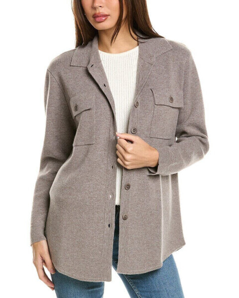 Forte Cashmere Doubleknit Cashmere Shacket Women's Grey M