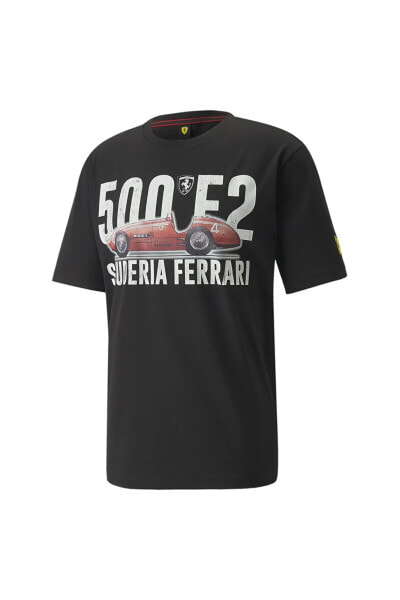 Ferrari Race Graphic Tee - Siyah Erkek Bisiklet Yaka T-Shirt