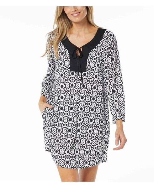 Women's Swim Faye Caftan Cover-Up with Abstract Print