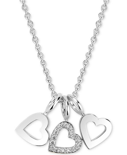 Diamond Accent Triple Heart Charm Pendant Necklace in 14k Gold-Plated Sterling Silver, 18"