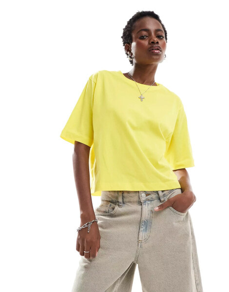 COLLUSION boxy short sleeve t-shirt in yellow