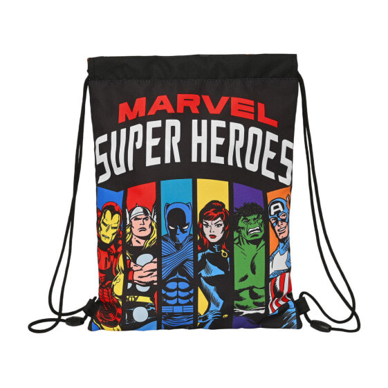 Сумка-рюкзак на веревках The Avengers Super heroes Чёрный (26 x 34 x 1 cm)