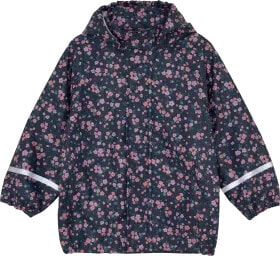 Regenjacke mit Blumen-Muster, blau & rosa, Gr. 98/104, 1 St