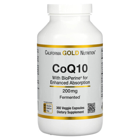 БАД California Gold Nutrition Коэнзим Q10 с Bioperine, 100 мг, 360 растительных капсул