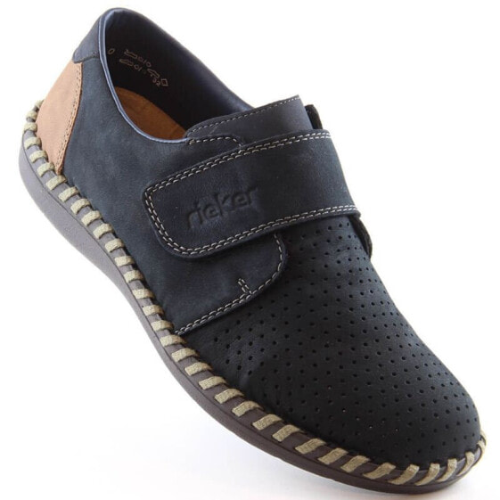 Rieker M RKR585 leather shoes with velcro, navy blue