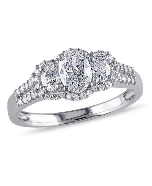 Oval-Cut Certified Diamond (1 ct. t.w.) 3-Stone Engagement Ring in 14k White Gold