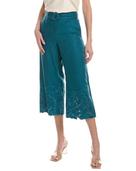 Lafayette 148 New York Rockefeller Linen Pant Women's Green 0