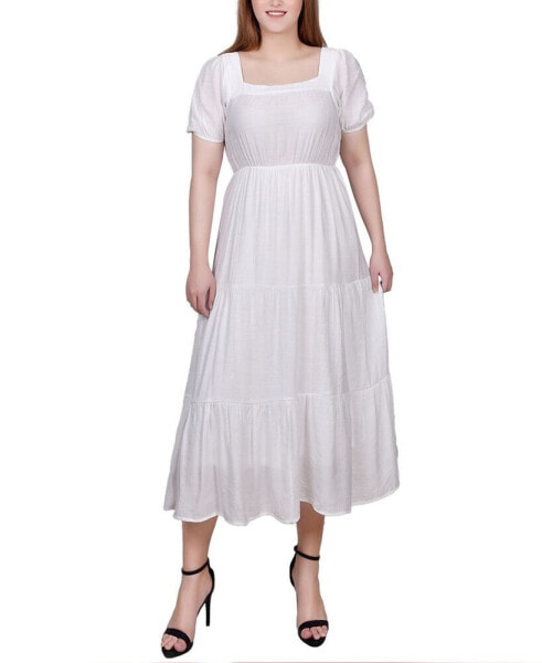 Petite Short Sleeve Tiered Midi Dress