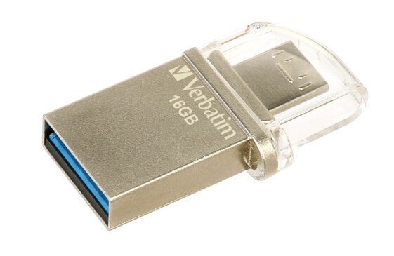 Verbatim Store 'n' Go OTG Micro - 16 GB - USB Type-A / Micro-USB - 3.2 Gen 1 (3.1 Gen 1) - 110 MB/s - Cap - Silver