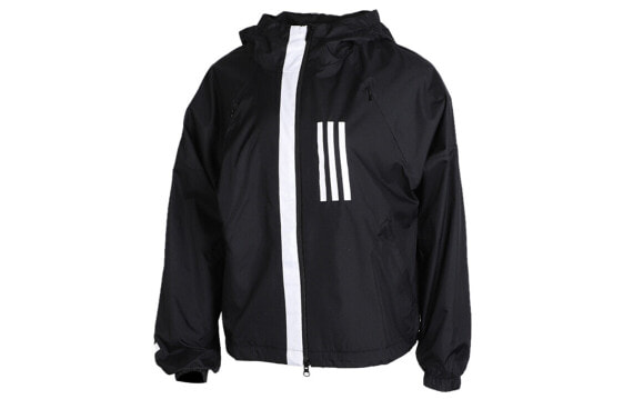 adidas 连帽跑步运动外套夹克 女款 黑色 / Куртка Adidas FH6664