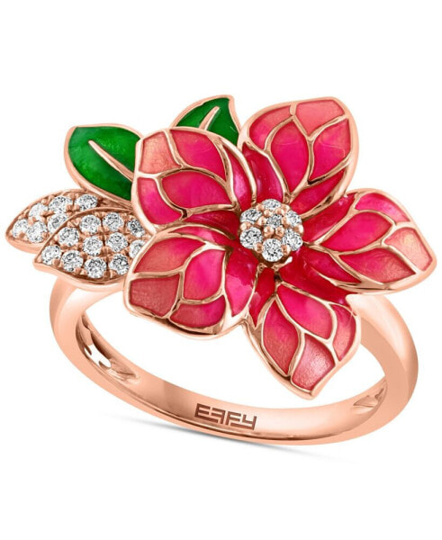 Кольцо EFFY Pink & Green Flower
