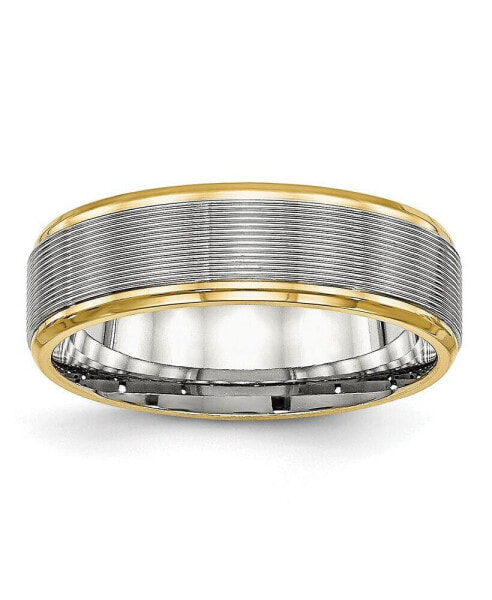 Stainless Steel Polished Yellow IP-plated 6mm Grooved Band Ring