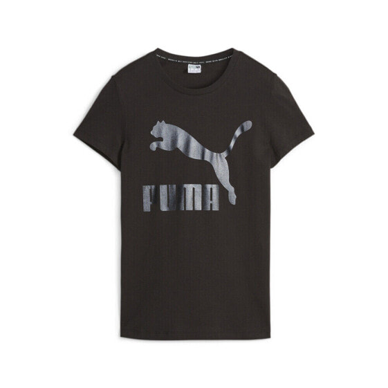 Puma Classics Logo Crew Neck Short Sleeve T-Shirt Womens Black Casual Tops 53007