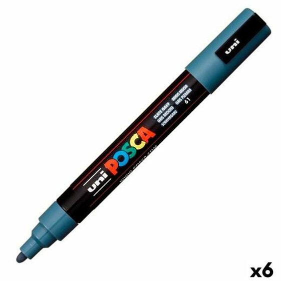 Ручки фломастерные POSCA PC-5M Темно-серый 6 штук