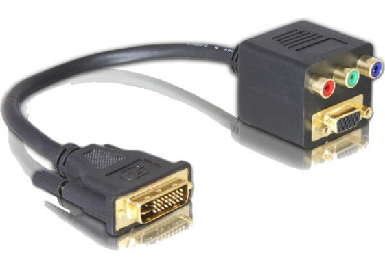 Разъем DVI29 male к VGA + 3x Cinch female - 0.2 м - DVI29 - YPbPr; VGA - Male - Female - Черный Delock Adapter