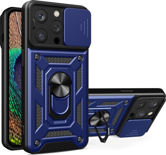 Hurtel Hybrid Armor Camshield etui iPhone 14 Pro pancerny pokrowiec z osłoną na aparat niebieskie