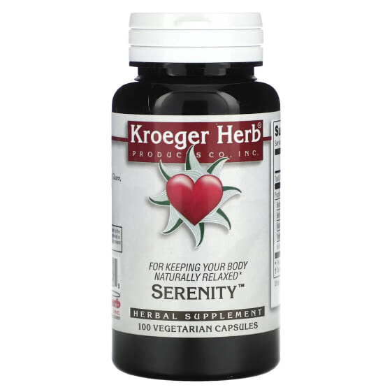 Витамины для улучшения памяти и работы мозга Kroeger Herb Co Serenity, 100 вегетарианских капсул.