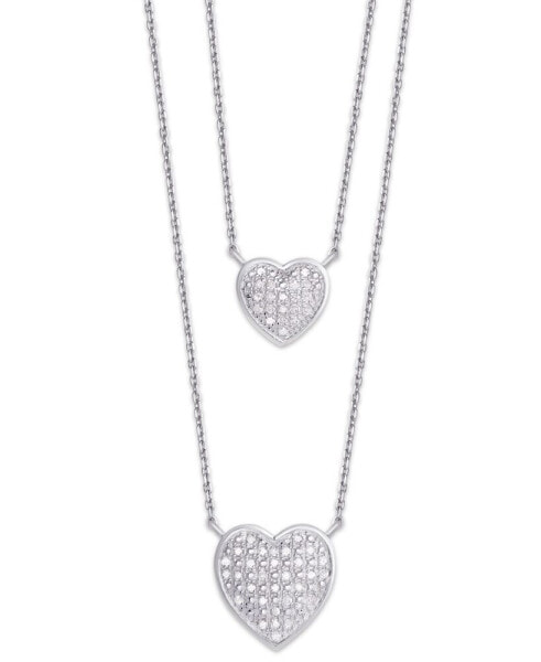 Macy's diamond 1/4 ct. t.w. Heart Double Chain Pendant Necklace in Sterling Silver