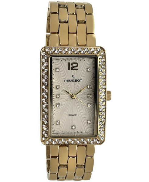 Women's Gold Bracelet Watch with Crystal Bezel and Gold-Tone Bracelet Strap