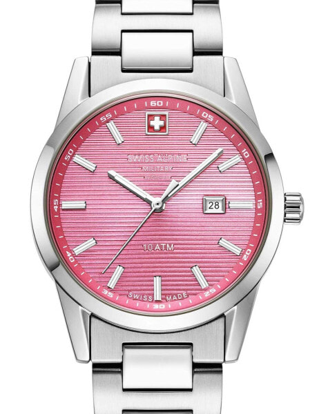 Swiss Alpine Military 7767.1136 Ladies Watch Argos silver pink 34mm 10ATM