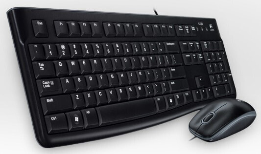 Logitech Desktop MK120 - Full-size (100%) - Wired - USB - QWERTY - Black - Mouse included
