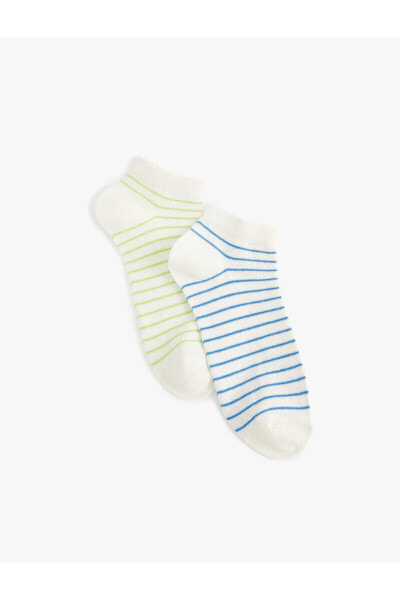 Çizgili 2'li Patik Çorap Seti Çok Renkli