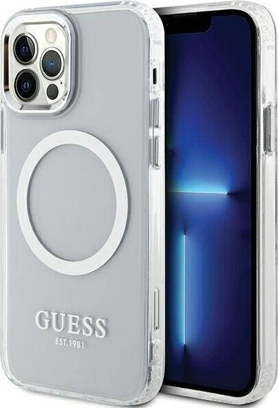 Guess Etui Guess GUHMP12MHTRMS Apple iPhone 12/12 Pro srebrny/silver hard case Metal Outline Magsafe