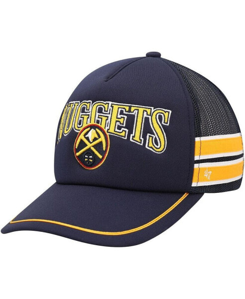 Men's Navy Denver Nuggets Sidebrand Stripes Trucker Adjustable Hat