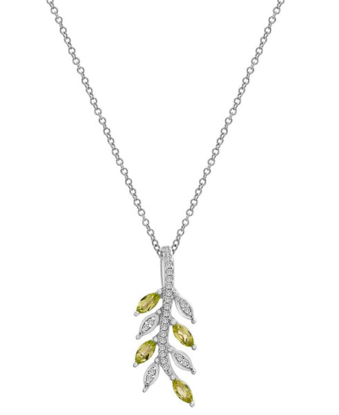 Macy's peridot (3/8 ct. t.w.) & Diamond (1/10 ct. t.w.) Twig 18" Pendant Necklace in Sterling Silver