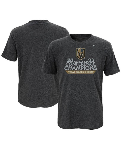 Big Boys and Girls Heather Charcoal Vegas Golden Knights 2023 Western Conference Champions Locker Room T-shirt