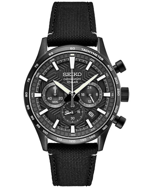 Men's Chronograph Essentials Black Nylon Strap Watch 43mm