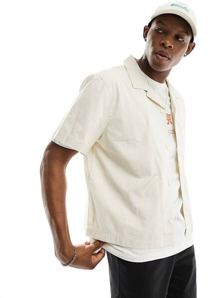 Weekday Charlie boxy fit short sleeve shirt in beige