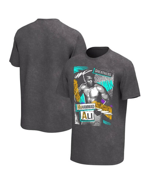 Men's Black Muhammad Ali Retro Washed Graphic T-shirt