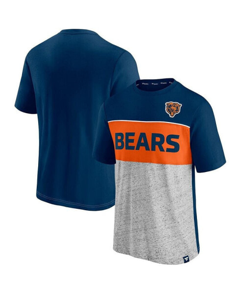 Men's Navy, Heathered Gray Chicago Bears Throwback Colorblock T-shirt
