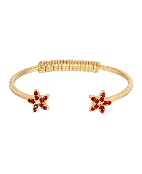 Gold-Tone Crystal Siam Red Star Spring Bracelet