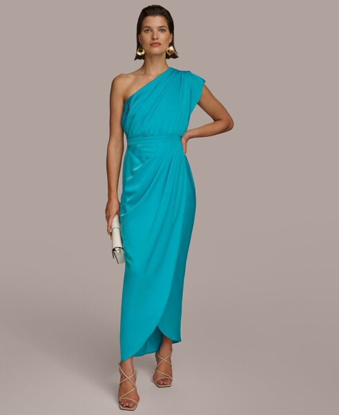 Women's Asymmetric Draped Sleeveless Gown