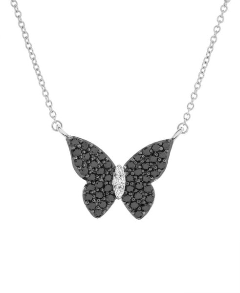 Macy's diamond Butterfly 18" Pendant Necklace (1/2 ct. t.w.) in Sterling Silver