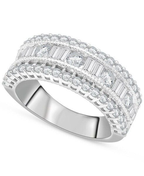 Diamond Round & Baguette Band (1-1/2 ct. t.w.) in 14k White Gold