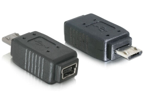 Delock Adapter USB micro-B male to mini USB 5-pin - USB micro-B - mini USB 5p - Black