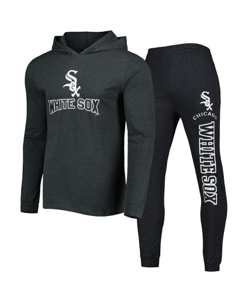 Men's Heather Black and Heather Charcoal Chicago White Sox Meter Pullover Hoodie and Joggers Set